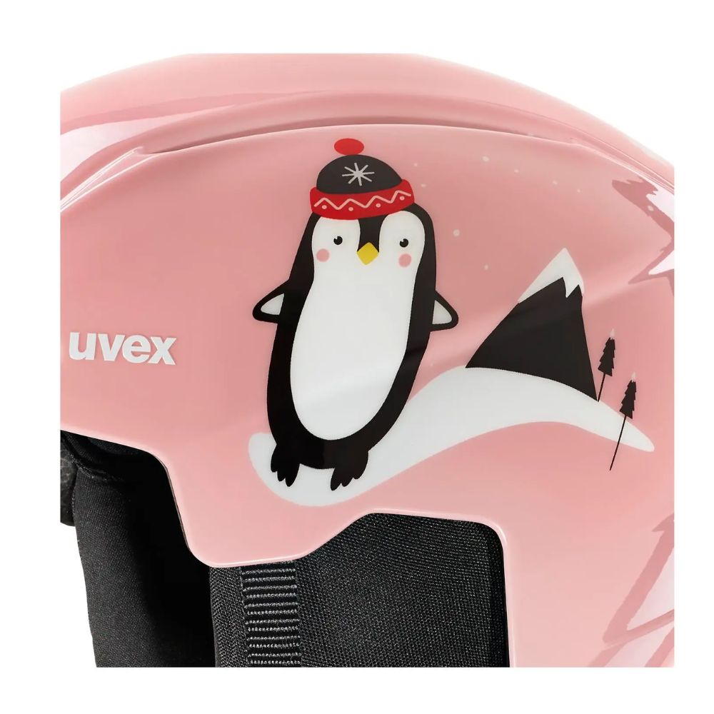 Uvex Viti Ski Helmet and Goggle Set for Women & Men - Pink Penguin Design, Adjustable 46-50cm - Perfect for Snowboarding, Skiing & Winter Sports