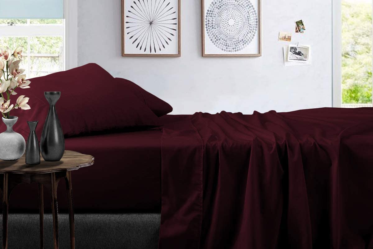 Premium 100% Organic Long Staple Cotton 4-Piece Queen Bed Sheet Set - Deep Pocket Fits 10-12