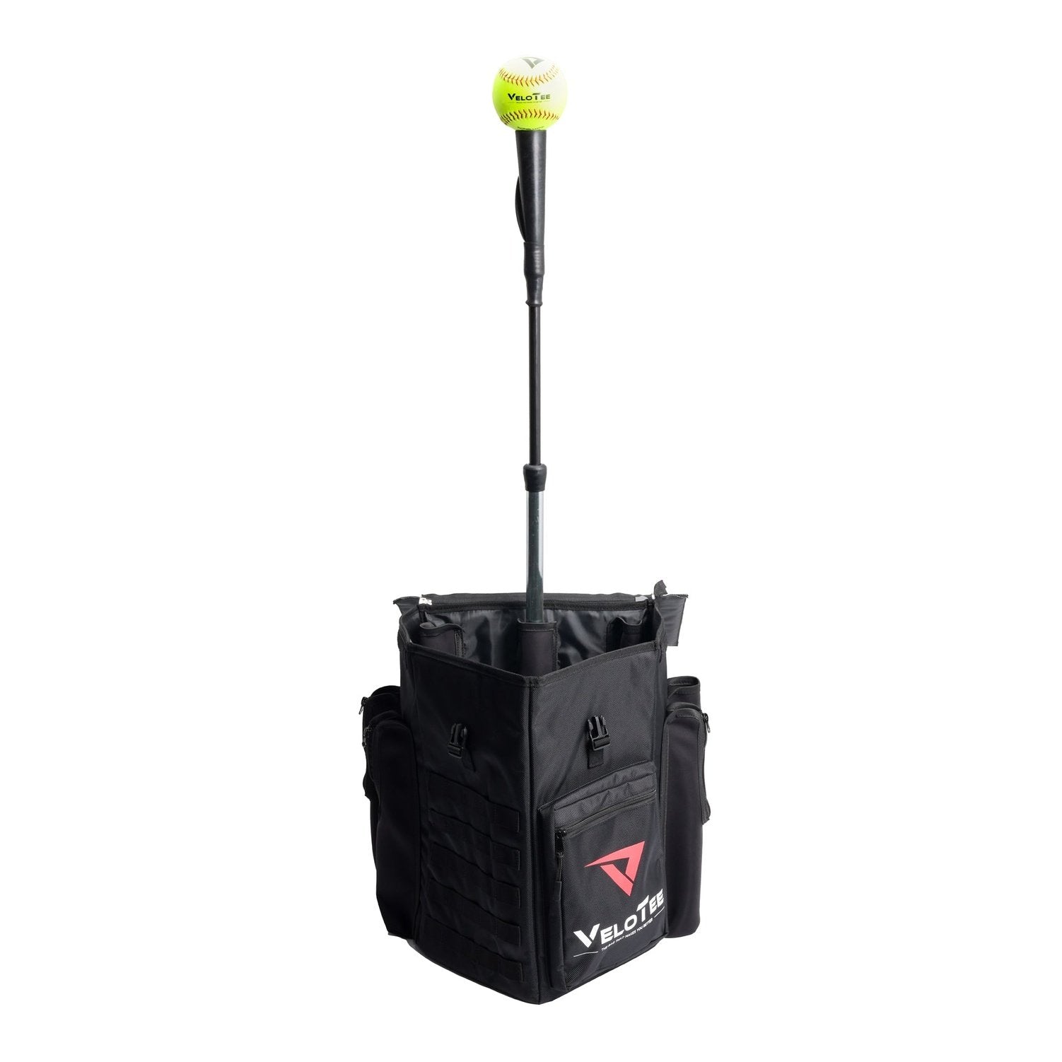 VeloTee 2.0 Pro Baseball & Softball Training Bag Bundle with Tanner Tee - Premium Batting Practice Equipment for Baseball Players & Coaches - Perfect for Field Training, Batting Cages & Team Practices