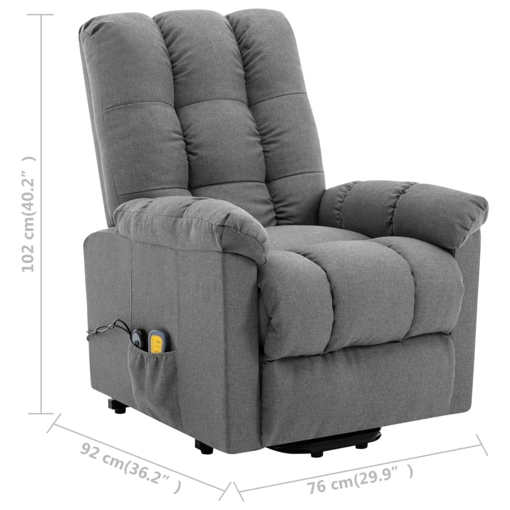 CHARMMA Stand-up Massage Recliner Chair - Light Gray Fabric (97 lbs) for Living Room, Office & Home Relaxation