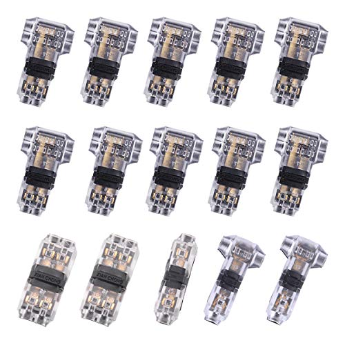 15 Pack Low Voltage Wire Connectors - No Stripping Quick Splice Electrical Terminals for 24-20 AWG Wires | Ideal for Automotive, Home Wiring & DIY Electrical Projects