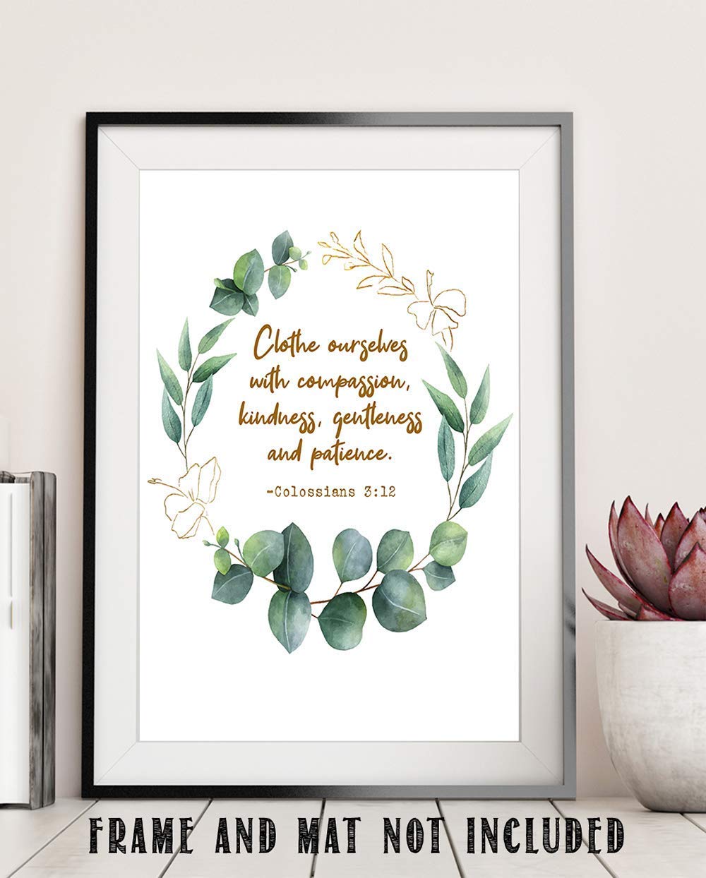 TJ Originals - Colossians 3:12 Bible Verse Wall Art Print - 11x14 Inspirational Christian Home Decor with Floral Design - Perfect for Living Room, Bedroom & Church - Gift for Women, Family & Friends (Birthday, Housewarming)