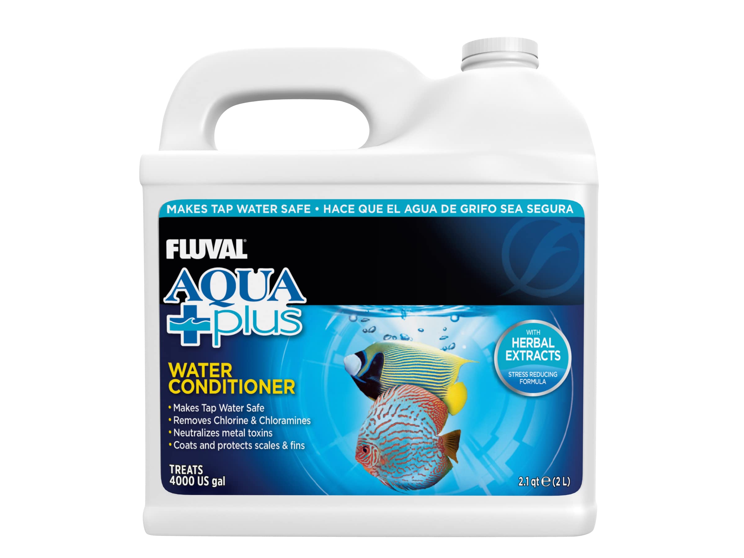Fluval AquaPlus Water Conditioner - 0.5 Gallon Aquarium Water Treatment Solution for Freshwater & Saltwater Tanks, A8345, White - Ideal for Fish Tank Maintenance & Water Quality Improvement