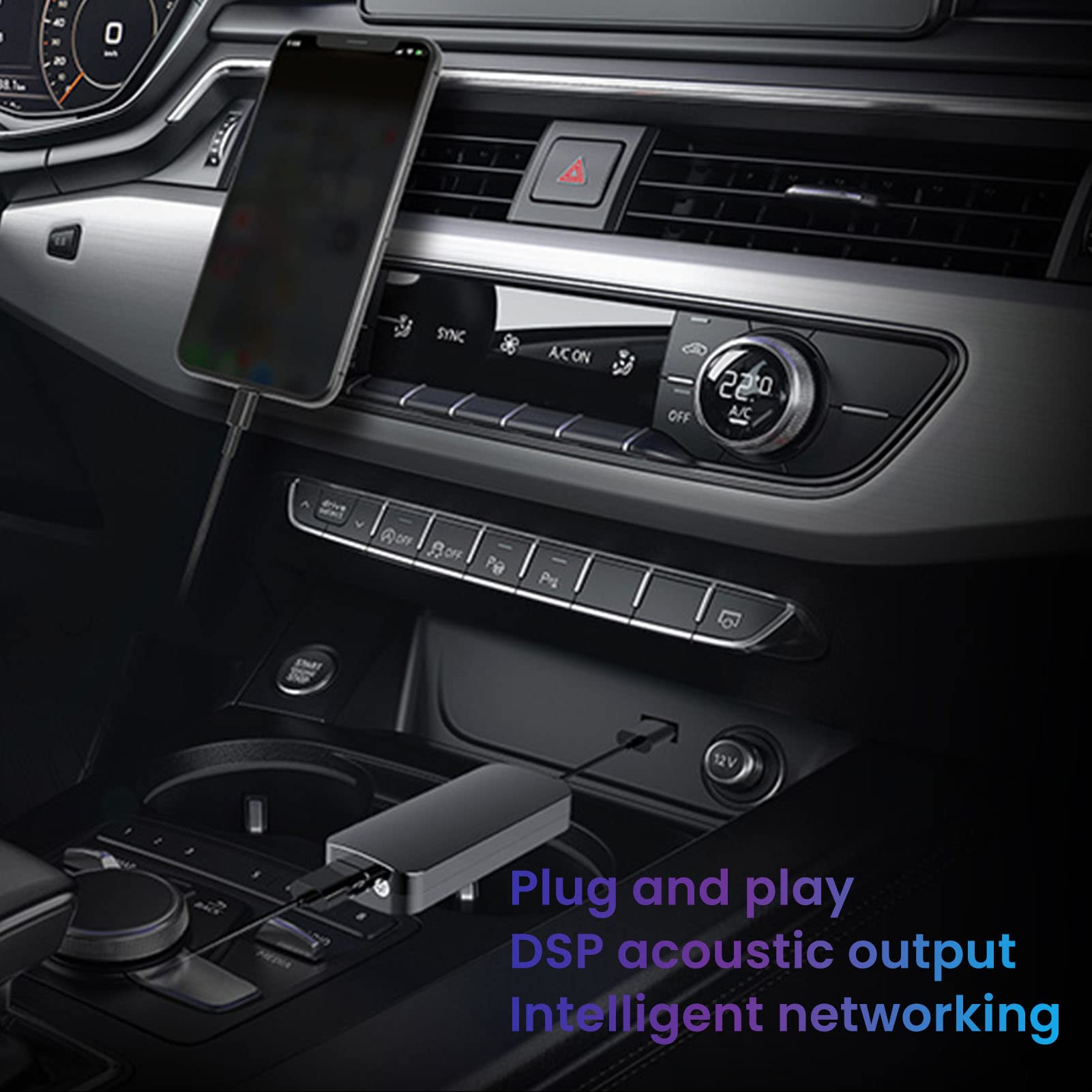 ASHATA Wireless CarPlay Adapter - Convert Wired to Wireless CarPlay for iPhone, USB & 3.5mm Audio Interface, Voice Control - Perfect for Commuting, Road Trips & Hands-Free Driving
