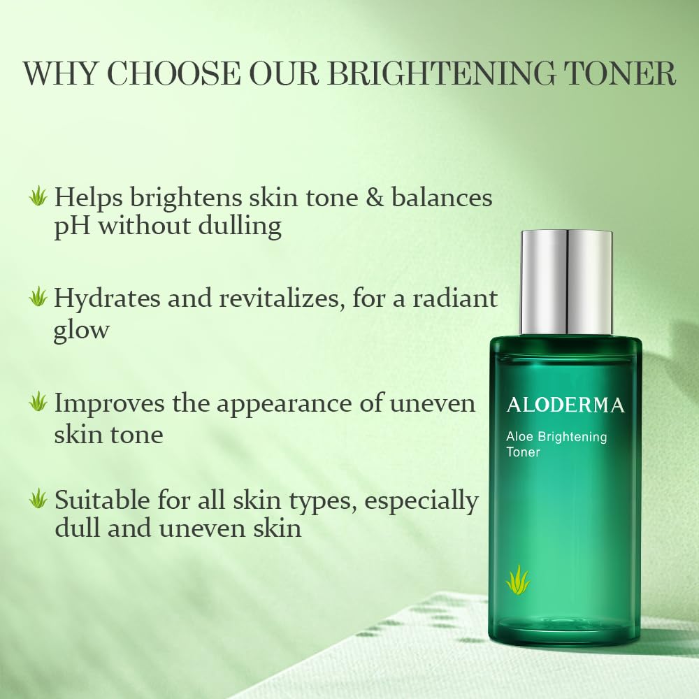Aloderma Brightening Face Toner with 88% Organic Aloe Vera - Hydrating Facial Toner with Hyaluronic Acid & Niacinamide for Glowing Skin | Skin Refining & Moisturizing Treatment | Perfect for Daily Skincare Routine & Post-Sun Care | 4.2 Oz