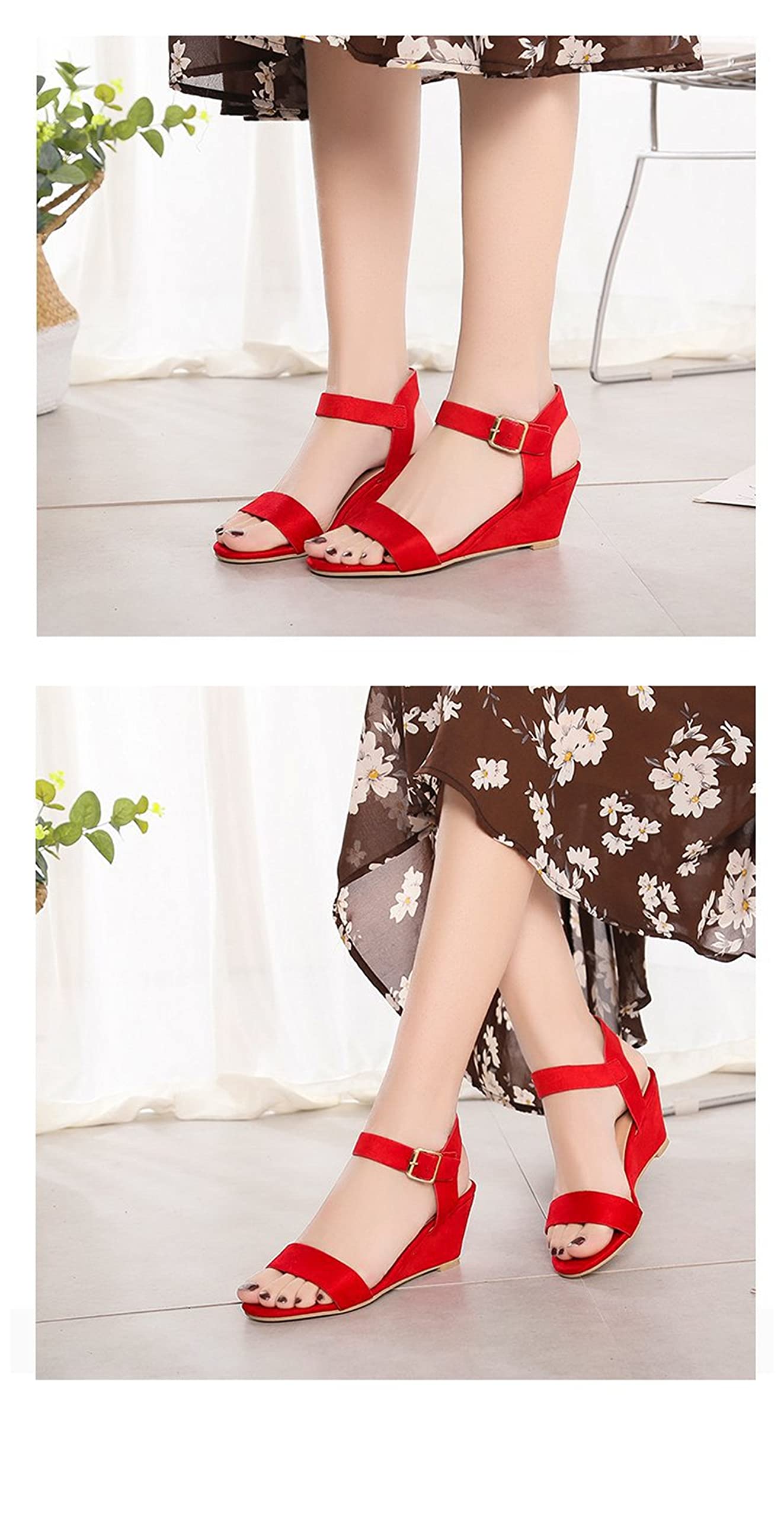 Women's Boho Wedge Sandals with Ankle Strap - Low Heel Open Toe Platform Sandals for Summer, Beach & Casual Outfits | Comfortable Dressy Shoes for Walking & Vacation