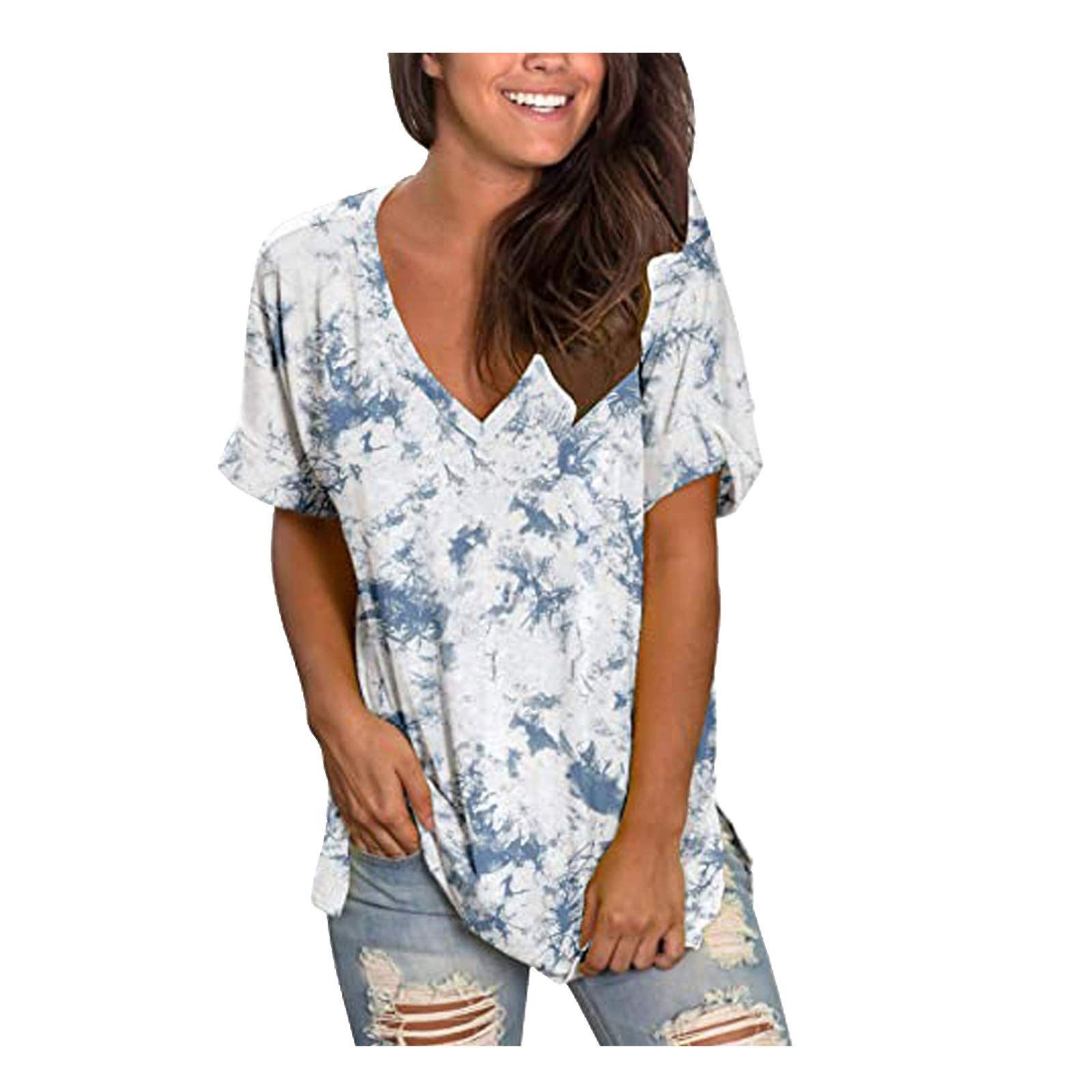 Trendy Plus Size Women's Short Sleeve V-Neck Printed T-Shirt - Casual Blouse for Everyday Wear | Perfect for Work, Weekend Outings & Summer Fashion