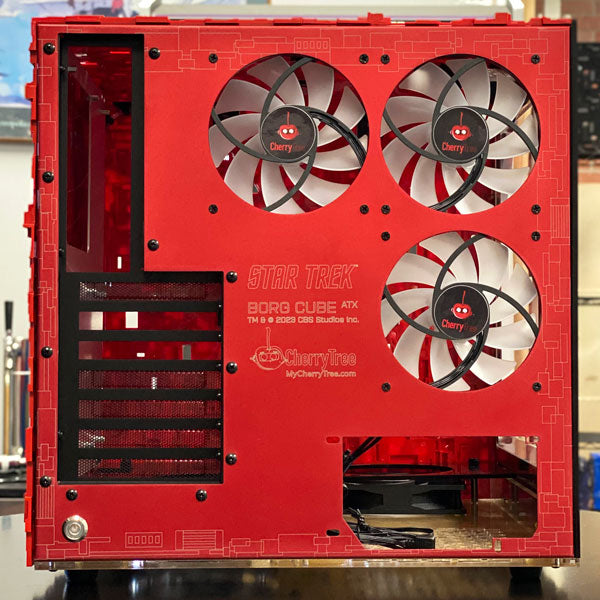 Star Trek Borg Cube ATX RED Edition Gaming PC Case - High Airflow, RGB Lighting, Tempered Glass (Ready to Ship) - Perfect for Sci-Fi Fans & Gaming Setups