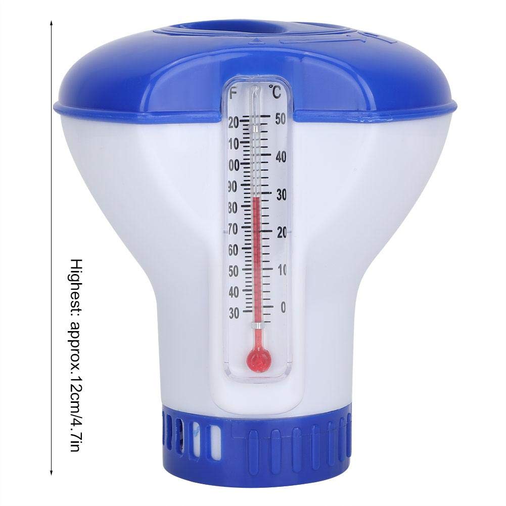 Floating Pool Chemical Dispenser with Thermometer & Tablet Holder - Automatic Chlorine Tablet Dispenser for Swimming Pools, Spas & Hot Tubs - Maintains Clean Water for Backyard, Inground & Above Ground Pools