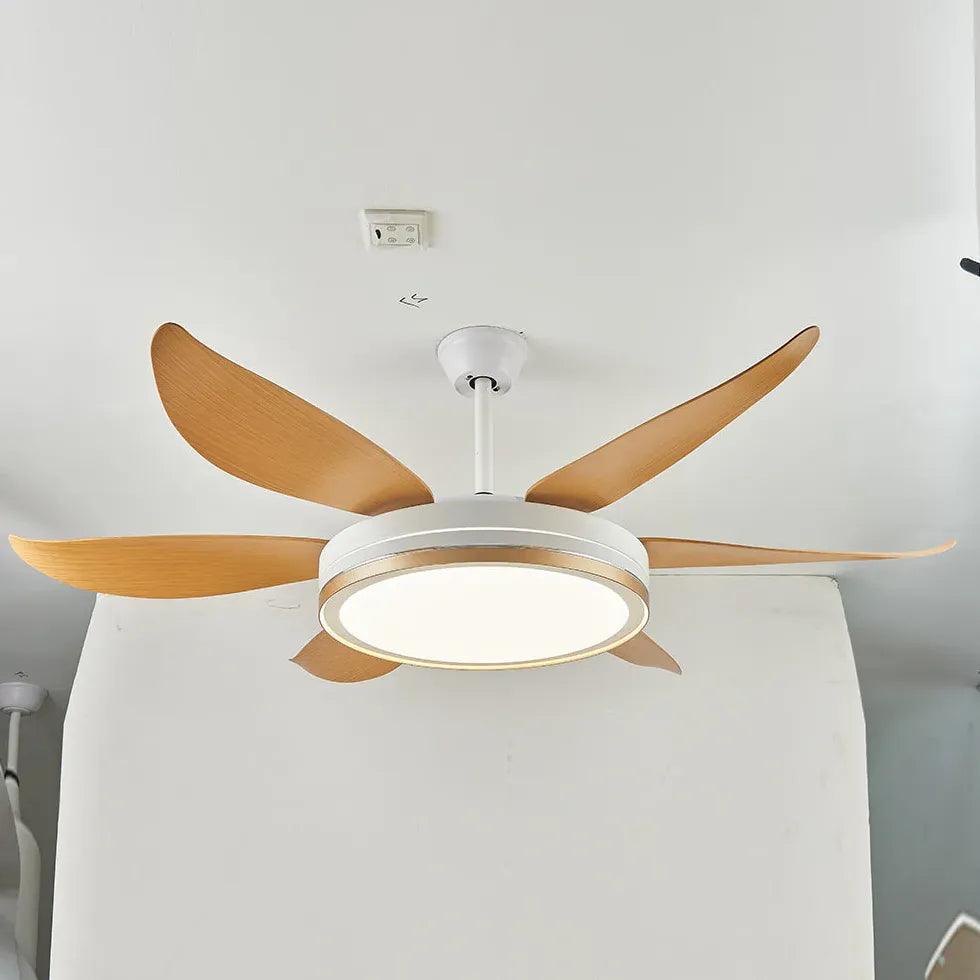 Modern Wood Grain Ceiling Fan with Light for Living Room - Energy Efficient & Quiet, Perfect for Home, Bedroom, and Office Use