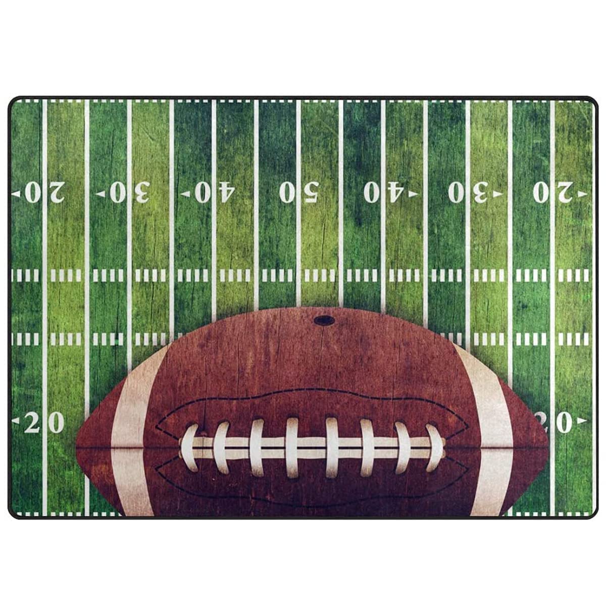 Premium American Football Field Area Rug - Soft, Washable Grass Design Carpet with Non-Slip Backing | Perfect for Living Room, Bedroom, Kitchen, Home Office | 5.3ft x 4ft | Great for Game Day Decor, Sports Themed Rooms & Man Cave Flooring