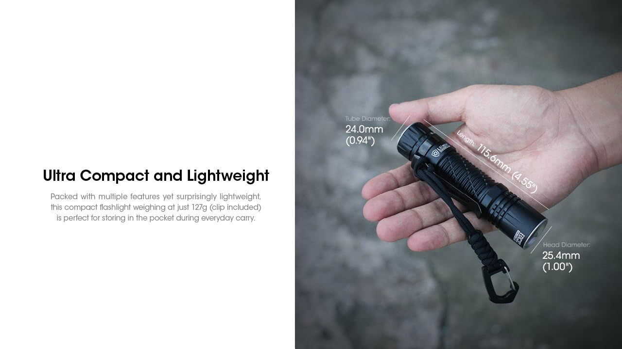 Nitecore EDC33 4000 Lumens USB-C Rechargeable Flashlight with 4000mAh Battery, 450m Beam Distance, Black - Perfect for Camping, Hiking, and Emergency Situations