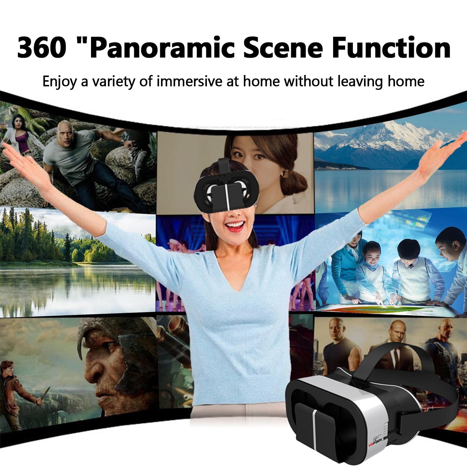 VR Glasses for Smartphones - Adjustable Virtual Reality Headset with HD Display for 3D Movies, 360 Videos, Travel & Education - Perfect for Gaming, Home Theater & Immersive Learning Experiences