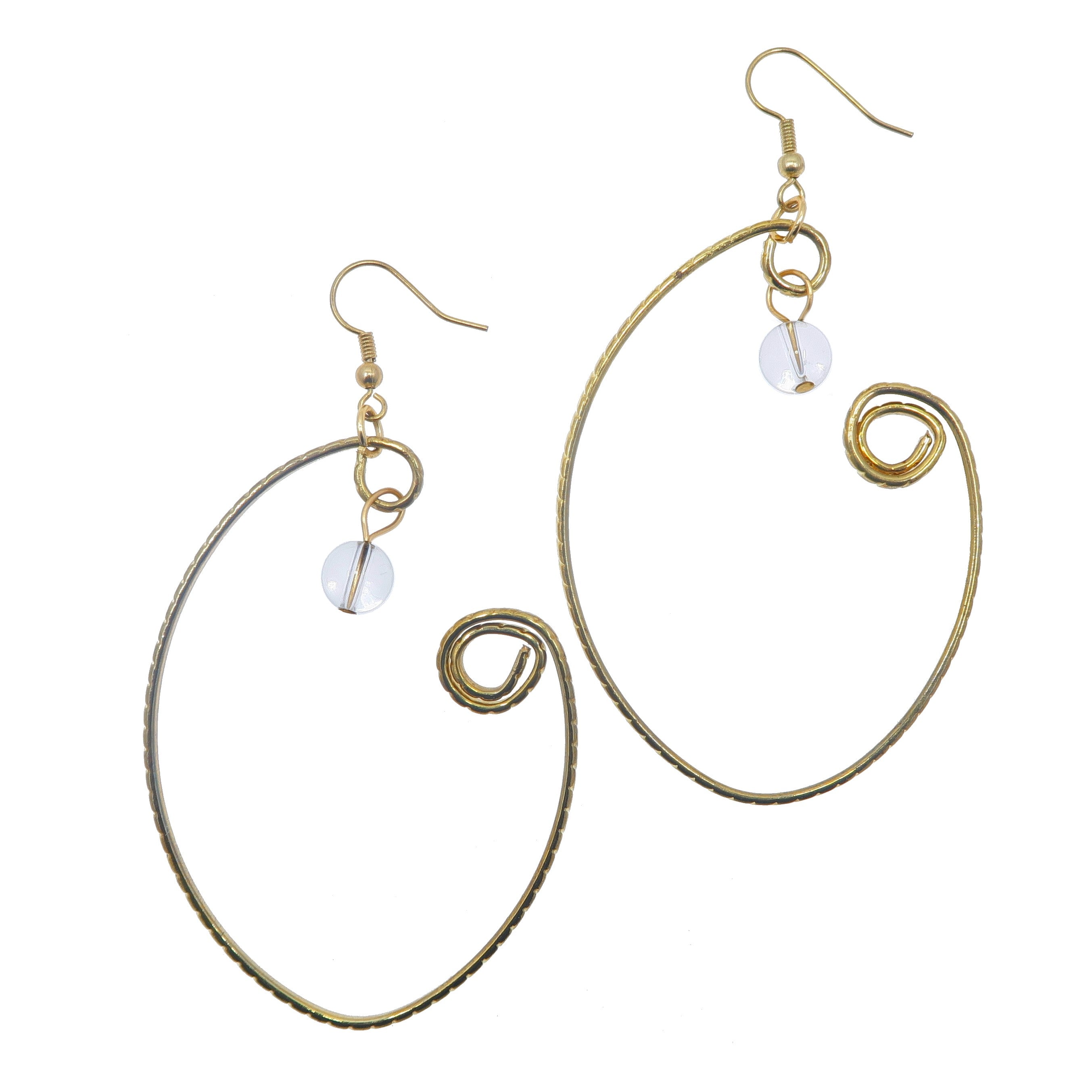 Elegant Clear Quartz Earrings with Royal Gold Curve Hoops – Perfect for Weddings, Parties & Everyday Wear