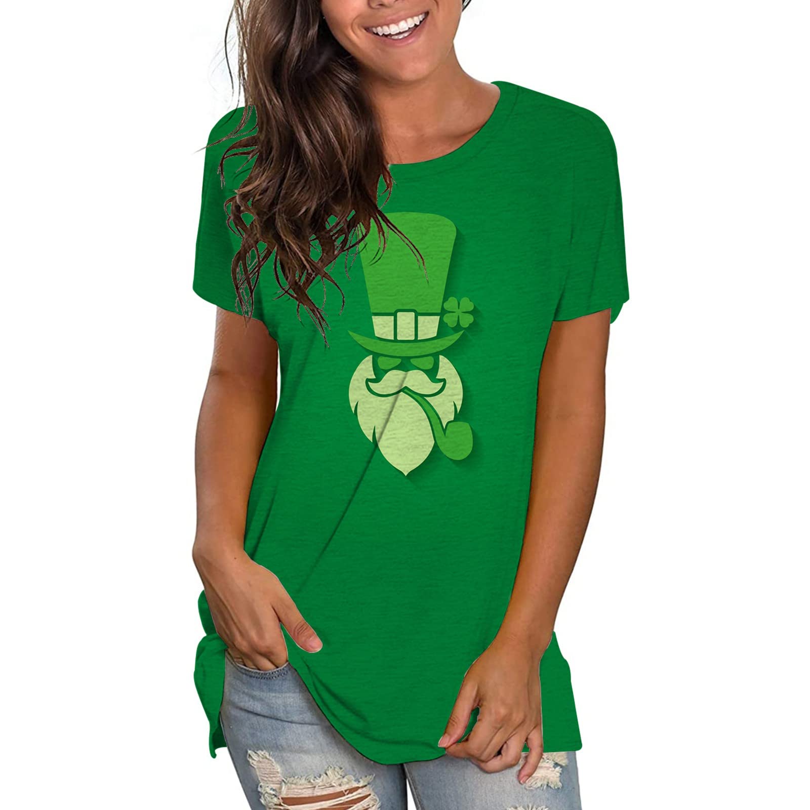 St. Patrick's Day Women's Graphic T-Shirt - Short Sleeve Crew Neck Casual Loose Fit Summer Top for Party, Festival & Everyday Wear