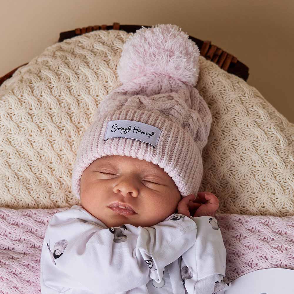 Snuggle Hunny Organic Knit Beanie - Soft Blush Pink Winter Hat for Women & Men | Cozy Cold Weather Accessory for Outdoor Activities