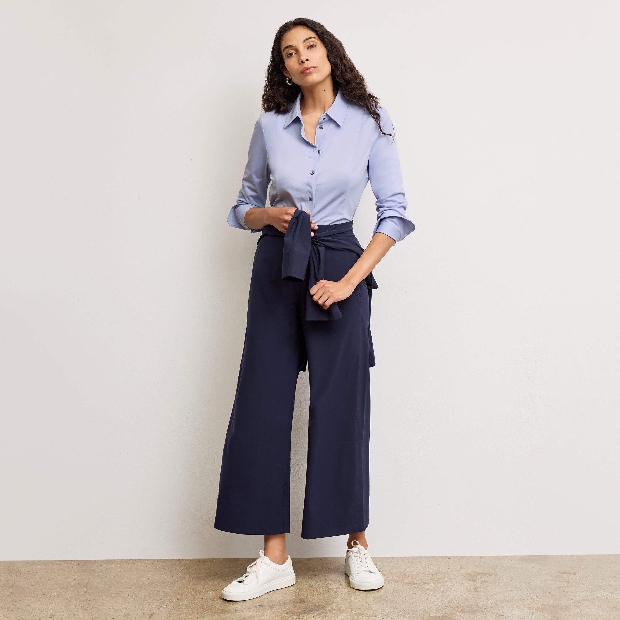 Elena Travel Culotte Pants - OrigamiTech Wrinkle-Free Dark Navy for Women | Perfect for Business Trips & Casual Outings