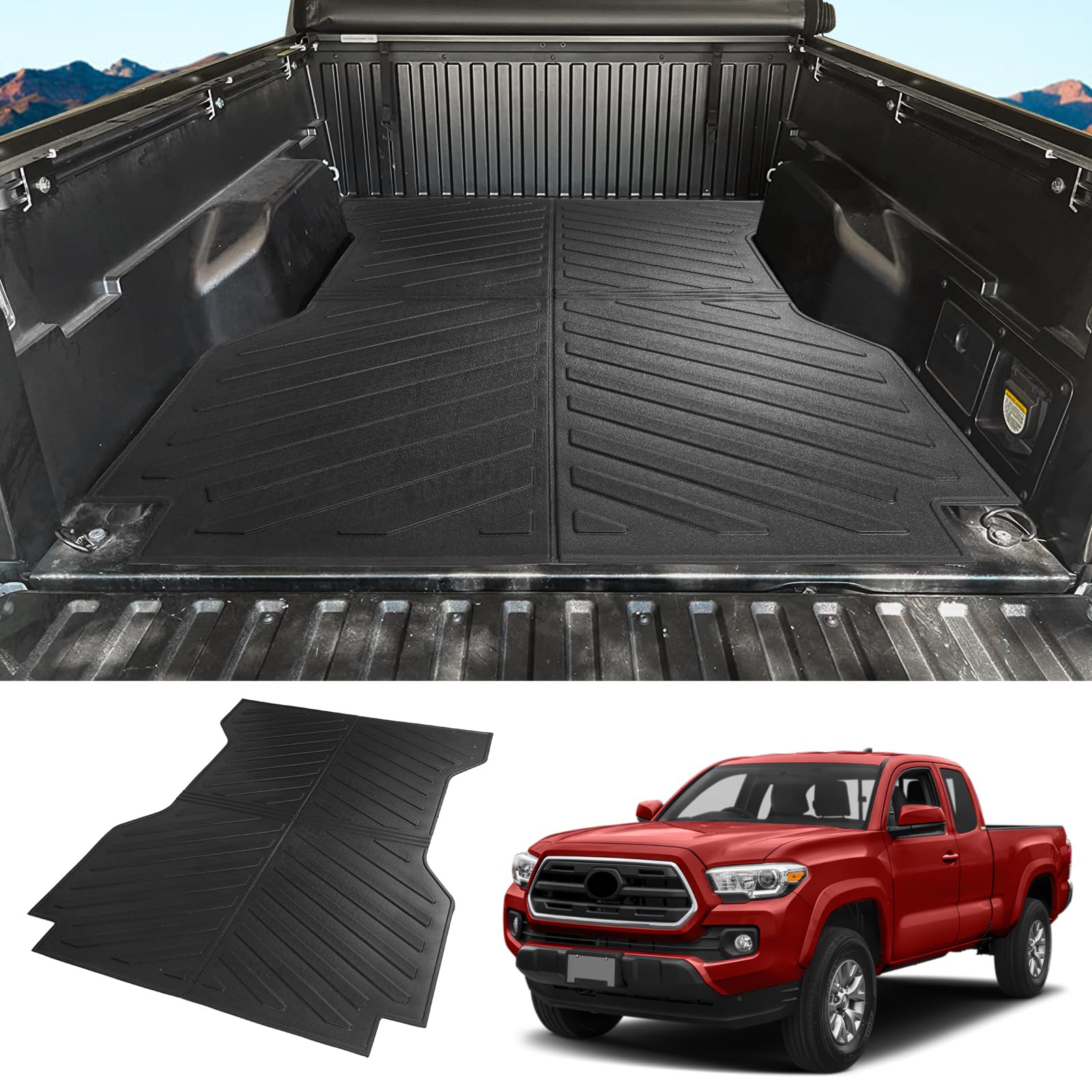 2022 Toyota Tacoma Truck Bed Mat - Heavy Duty Bed Liner Compatible with 2005-2023 Tacoma 6ft Long Bed | Non-Slip Protection for Cargo & Tools | Perfect for Hauling, Camping & Work Site Use