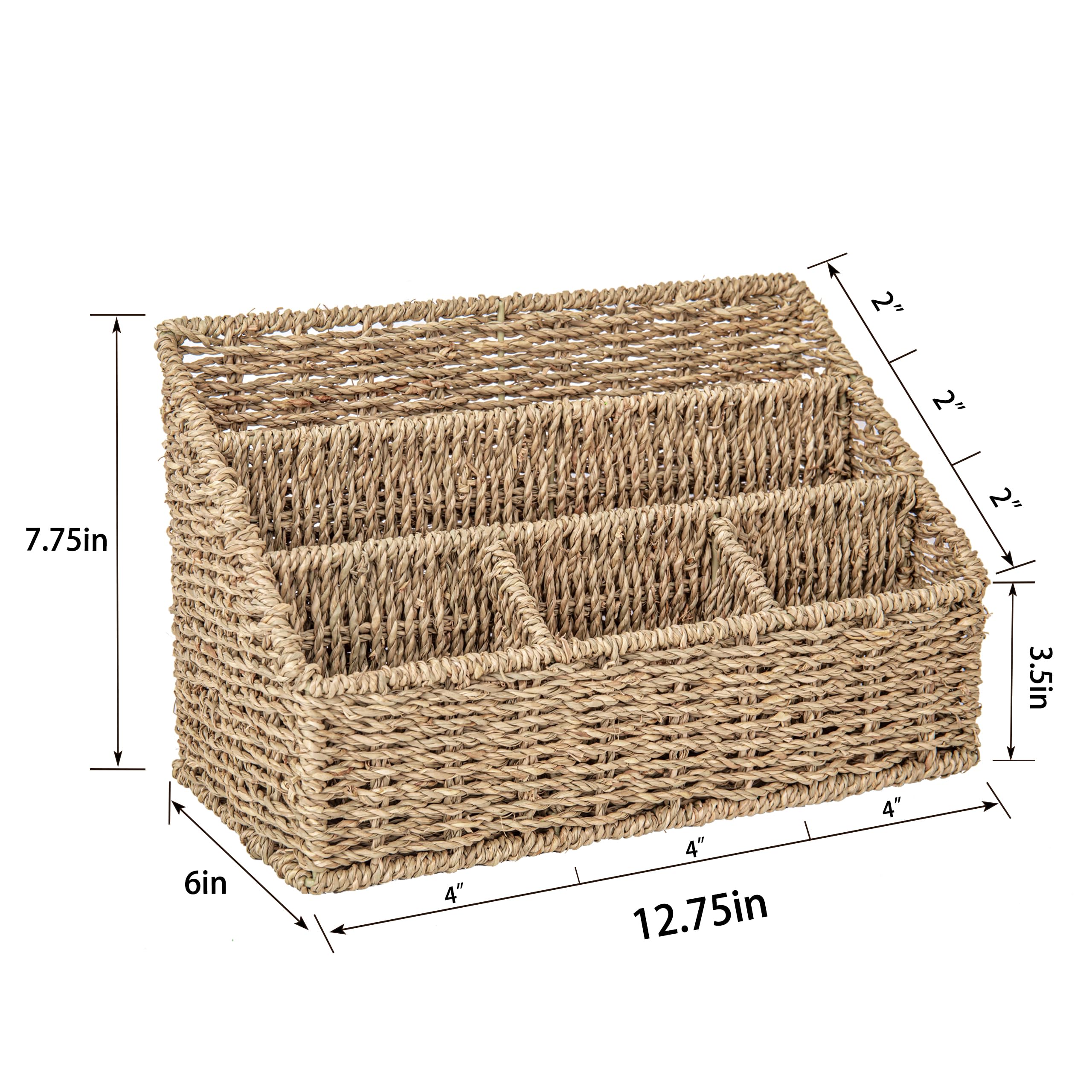 Seagrass Mail Organizer - Desktop Bill Sorter, Magazine File Holder & Pencil Organizer | Perfect for Home Office, Study Desk, and Mail Station Organization