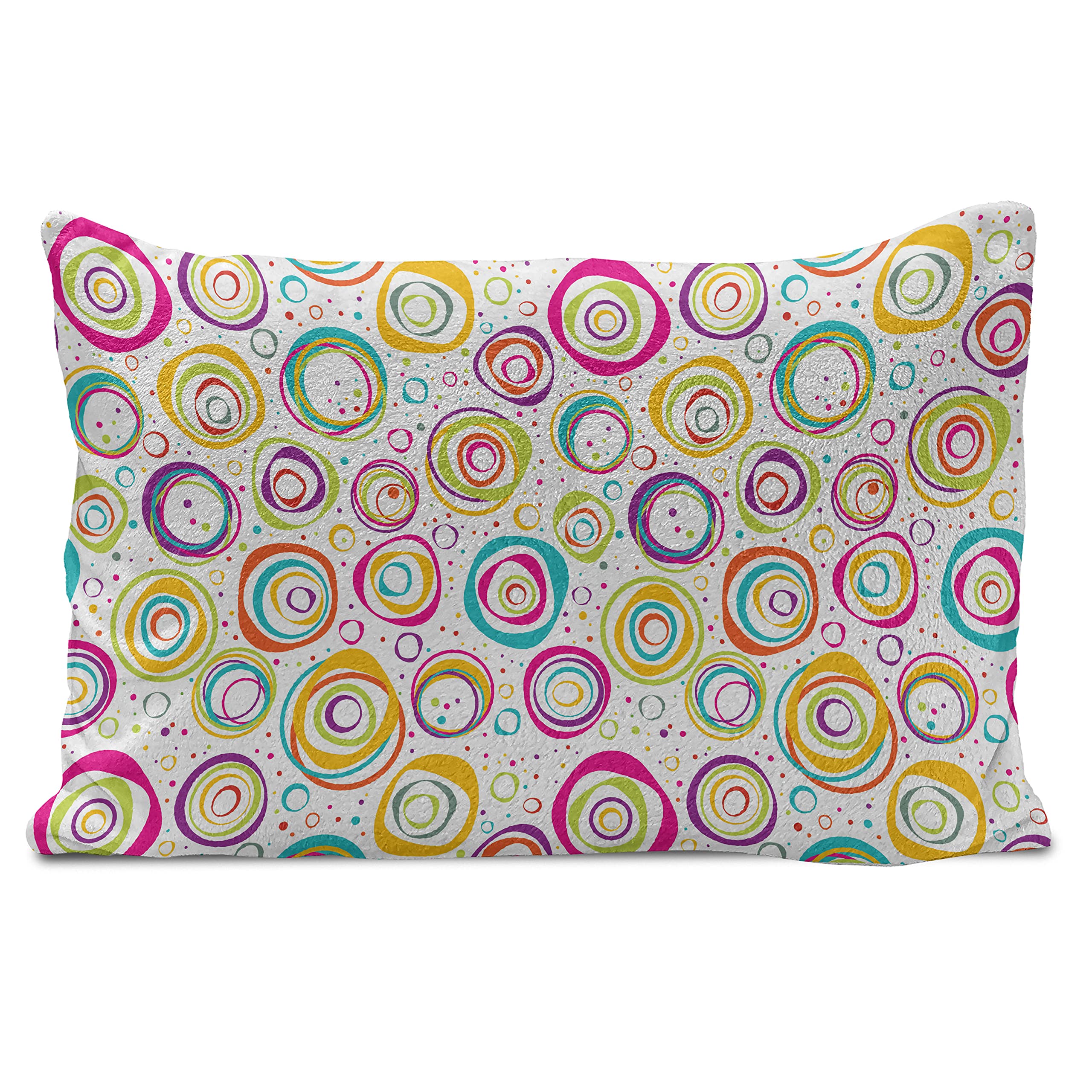 Ambesonne Geometric Fluffy Throw Pillow Cover - Spirals & Dots Pattern, 26x16 Inch Multicolor Rectangle Cushion Case for Sofa, Bed, Living Room Decor