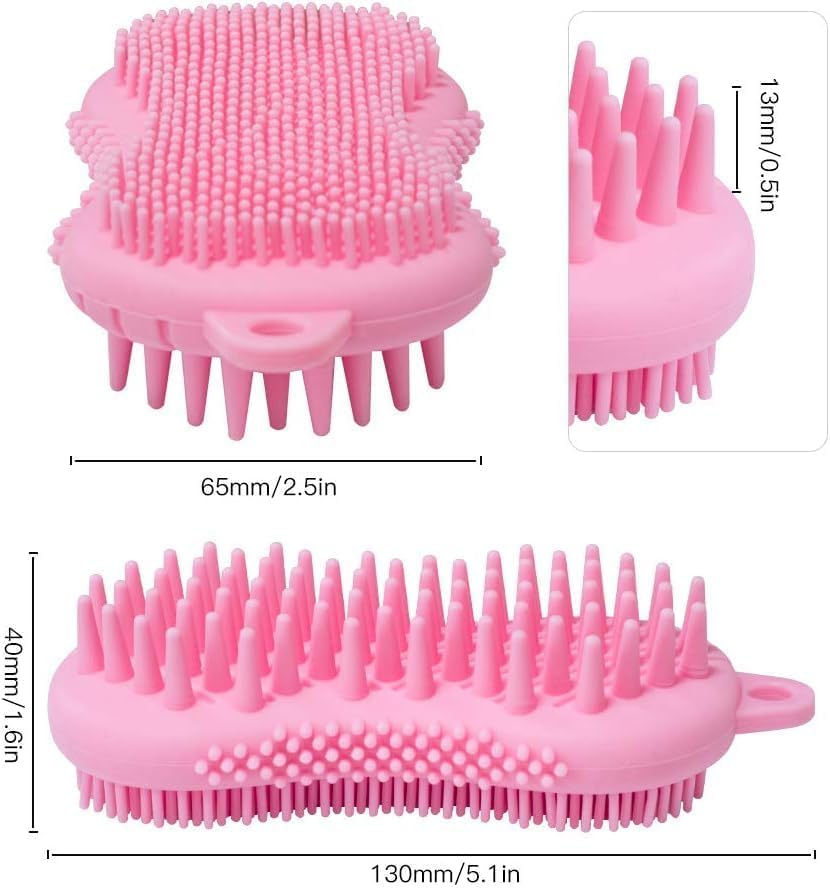 Premium Silicone Body Scrubber & Shower Brush - Exfoliating Bath Brush for Men & Women - Soft Shampoo Massager with Ergonomic Handle - Ideal for Deep Cleansing, Back Scrubbing & Scalp Care (1PC, Multicolor) - Perfect for Spa Days, Exfoliation & Relaxing Showers