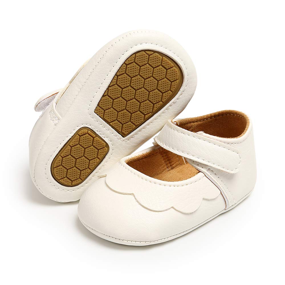 Baby Girls Mary Jane Flats - Anti-Slip Rubber Sole Bow Toddler Princess Dress Shoes for Weddings, Parties & Special Occasions