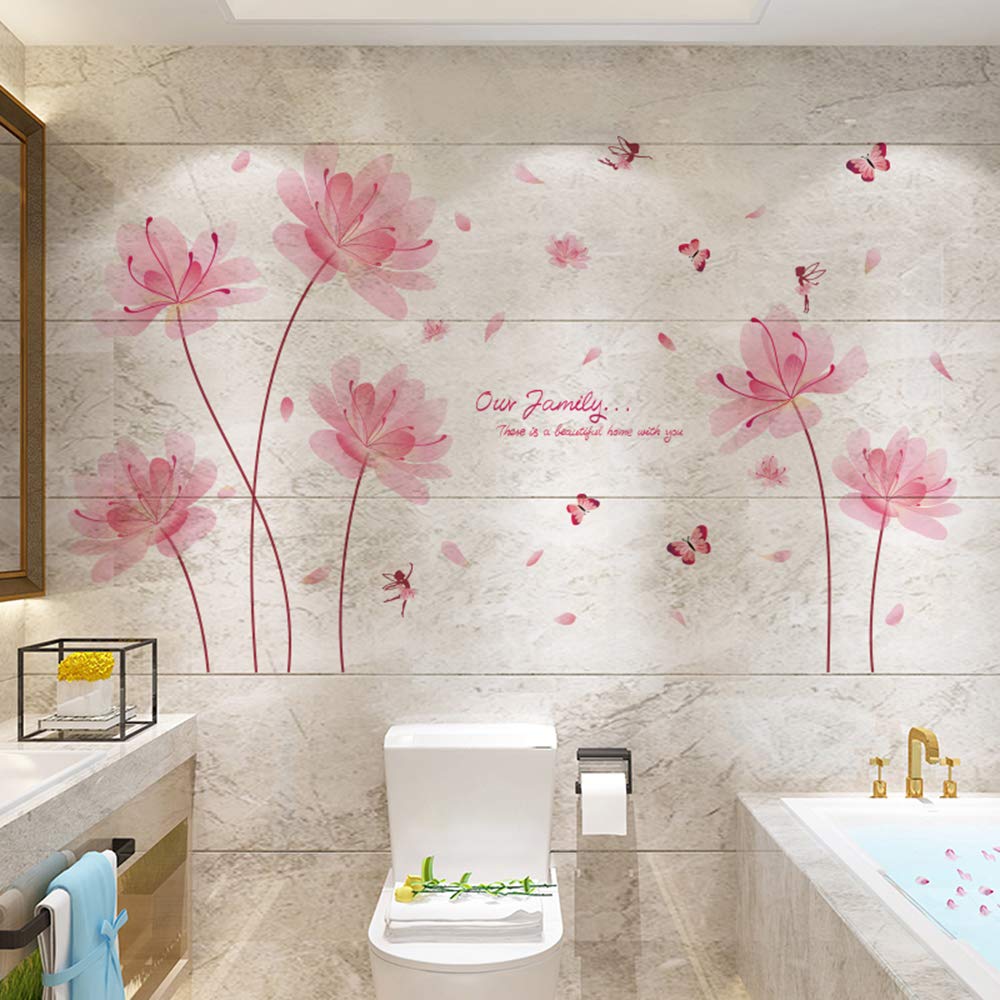 Floral Butterfly Wall Decals - Peel and Stick Pink Flower & Butterflies Wall Stickers for Girls Bedroom, Nursery Room Decor, Home Wall Art - Perfect for Kids Room Decor, Baby Shower Gifts & DIY Home Decoration