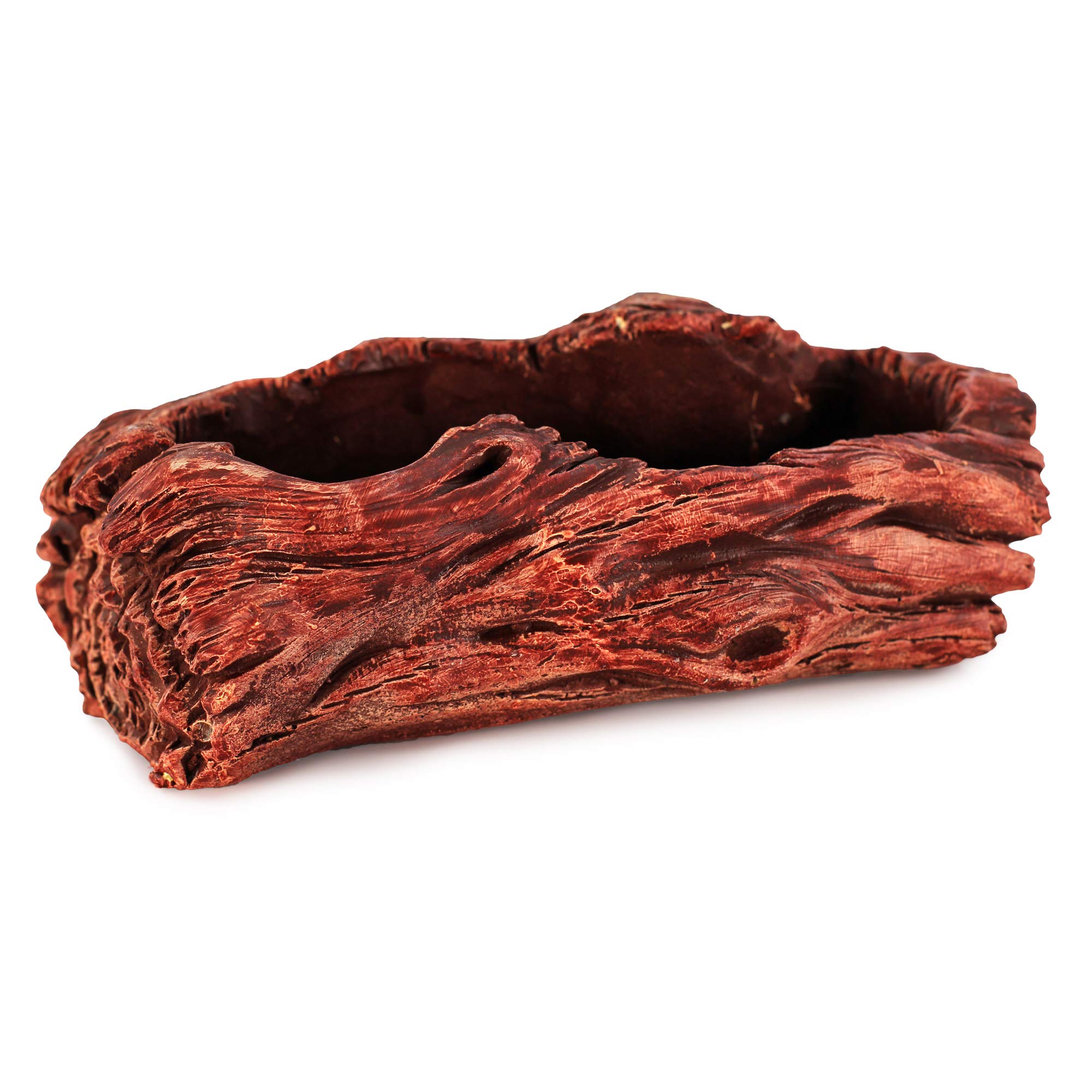 Ceramic Wood Plant Pot - Indoor Wood Planter for Succulents & Small Plants | Unique Log Planter with Natural Knot Design (Redwood) - Perfect for Home Decor, Office Desk & Gift Ideas