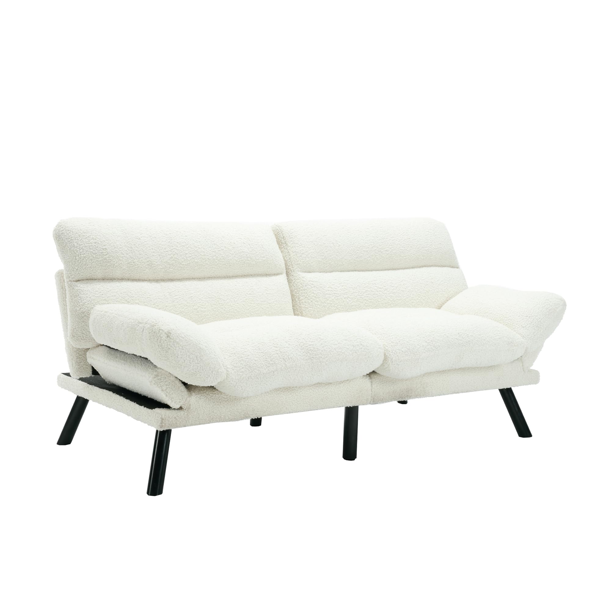 Modern Loveseat Sofa with Adjustable Armrests & Metal Legs - 2-Seater Upholstered Couch for Living Room, Office, Apartment - Soft Comfortable Small Sofa in White | Perfect for Small Spaces, Reading Nook & Cozy Conversations