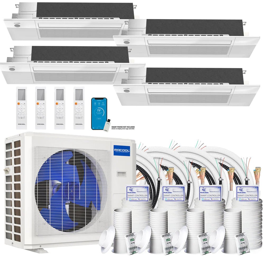 MRCOOL DIY 4th Gen 4 Zone 36,000 BTU 22 SEER Ductless Mini Split AC Heat Pump System with Ceiling Cassettes (9K+9K+9K+9K) - Perfect for Home, Office, and Commercial Spaces Cooling & Heating