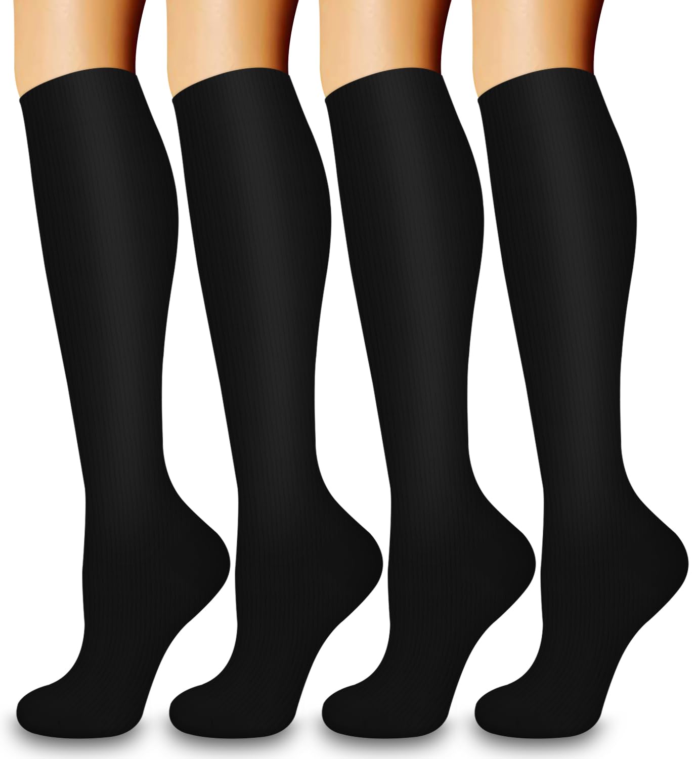 Laite Hebe 4 Pairs Compression Socks for Women & Men - Best Circulation Support for Nurses, Running, Athletic Performance - Perfect for Workouts, Long Shifts & Travel
