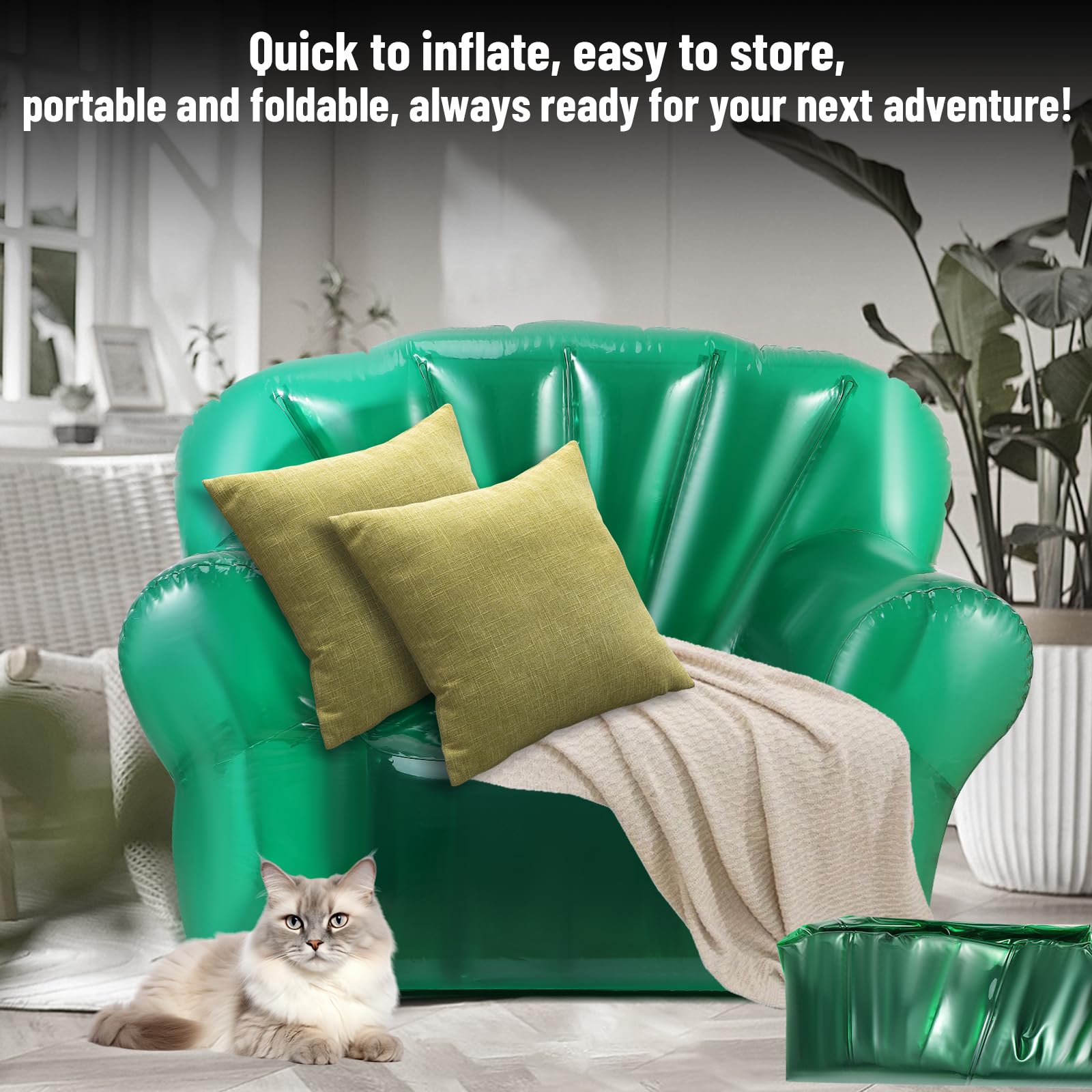 Best Inflatable Chair - Portable Inflatable Sofa for Indoor & Outdoor Use | 300lbs Weight Capacity | Perfect for Bedroom, Living Room, Patio, Office, Beach, Travel, Party & Events | Lightweight & Easy to Carry for Camping, Picnics & Poolside Relaxation