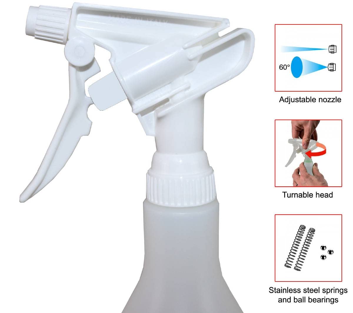 BPA-Free Food Grade Spray Bottle 1L / 33.8oz (24 Pack) - Safe for Water, Vinegar, Milk, Juice, Beer & Liquor | Kitchen, Restaurant, Bar & Home Cleaning Use