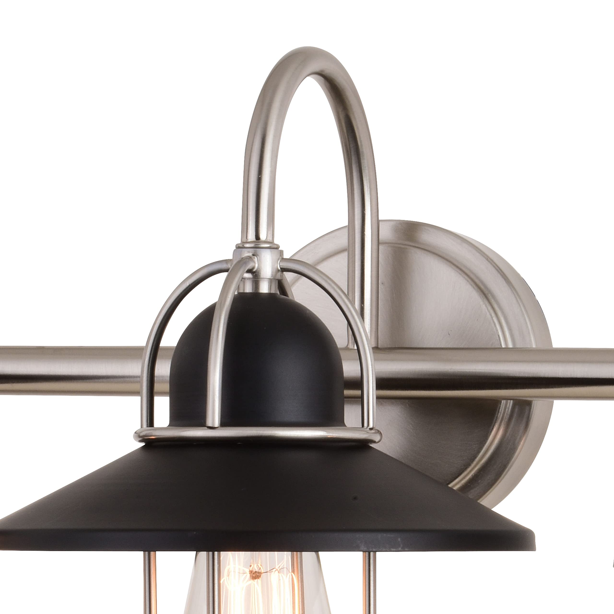 Galena 3-Light Matte Black & Nickel Coastal Bathroom Vanity Light Fixture - Perfect for Beach House, Coastal Cottage & Modern Bathroom Lighting