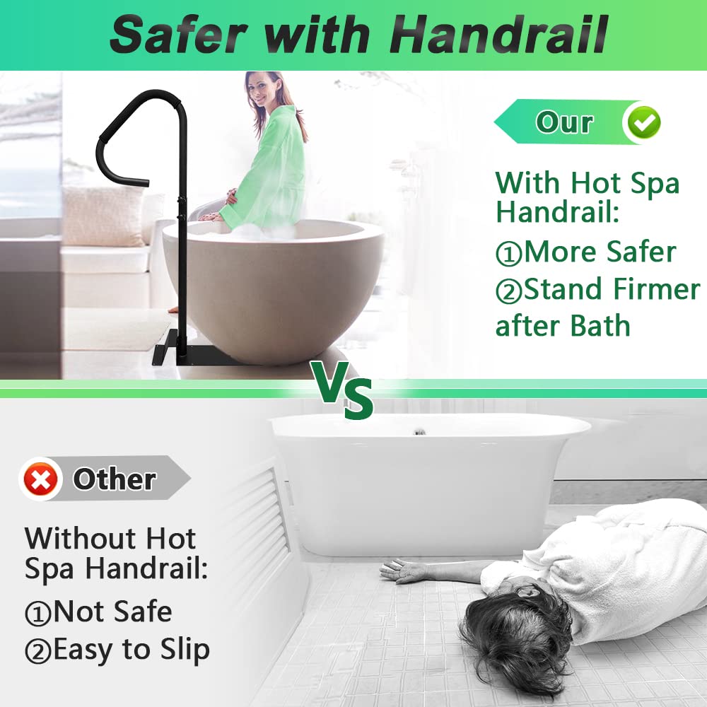 **Hot Tub Handrail with Slide - Spa Safety Grab Bar for Easy Entry & Exit - Non-Slip Hot Tub Steps Railing with Mount Base - Perfect for Indoor/Outdoor Spas & Jacuzzis (Ideal for Seniors & Mobility Assistance)**