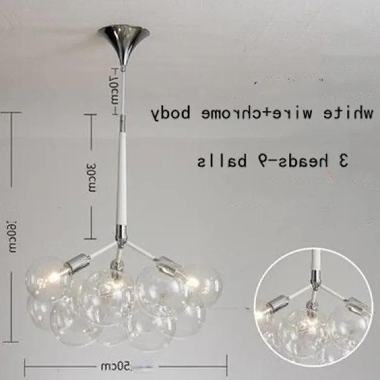 Elegant Transparent Glass Bubble Chandelier - Modern Artistic Lighting Fixture for Dining Room, Living Room & Bedroom Decor