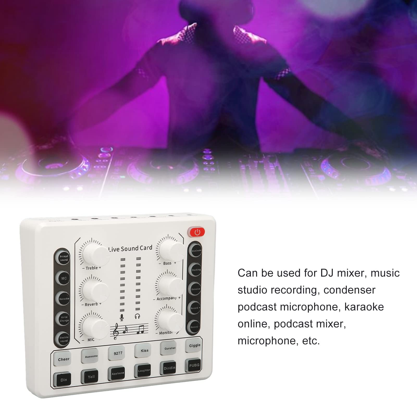 TOUISEDGI Professional Live Sound Card with Multiple Sound Effects & Voice Changer - Portable Mini Sound Mixer Board for Live Streaming, Home KTV, Podcasting & Gaming (Ideal for Twitch, YouTube & TikTok Creators)