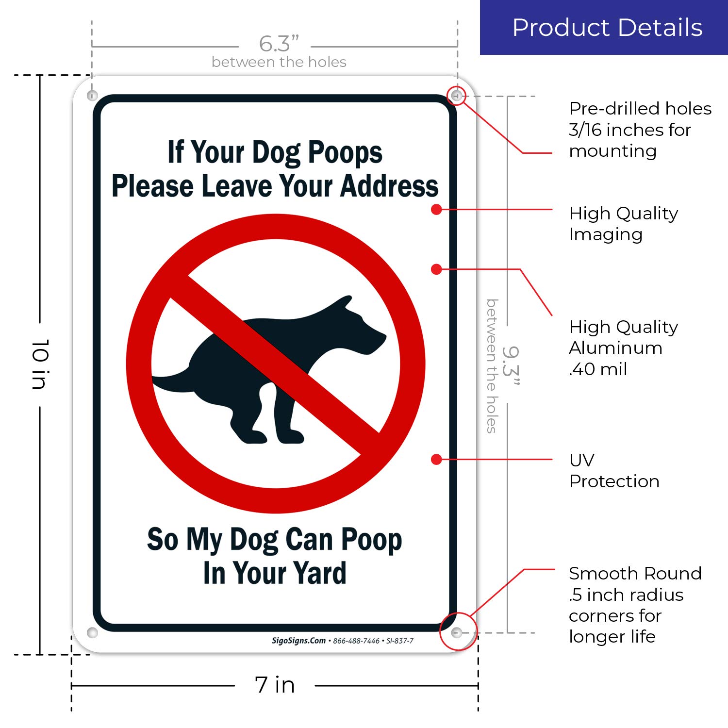 Funny Dog Poop Message Sign - 10x7 Rust-Free Aluminum Yard Sign - Weatherproof & Fade-Resistant - Easy to Install for Indoor/Outdoor Use - Made in USA - Perfect for Dog Owners, Backyard Decor & Humorous Lawn Warning Signs
