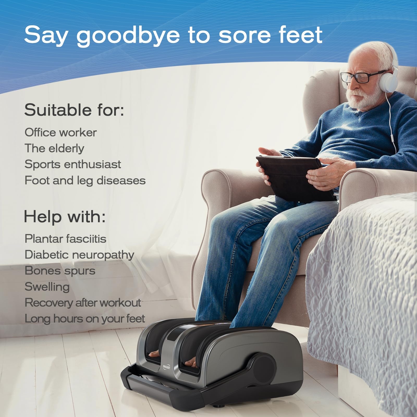 TISSCARE Shiatsu Foot Massager with Heat - FSA HSA Eligible Foot and Calf Massager for Plantar Fasciitis, Neuropathy, Circulation & Pain Relief - Perfect Gift for Men and Women - Use at Home or Office for Relaxation and Stress Relief