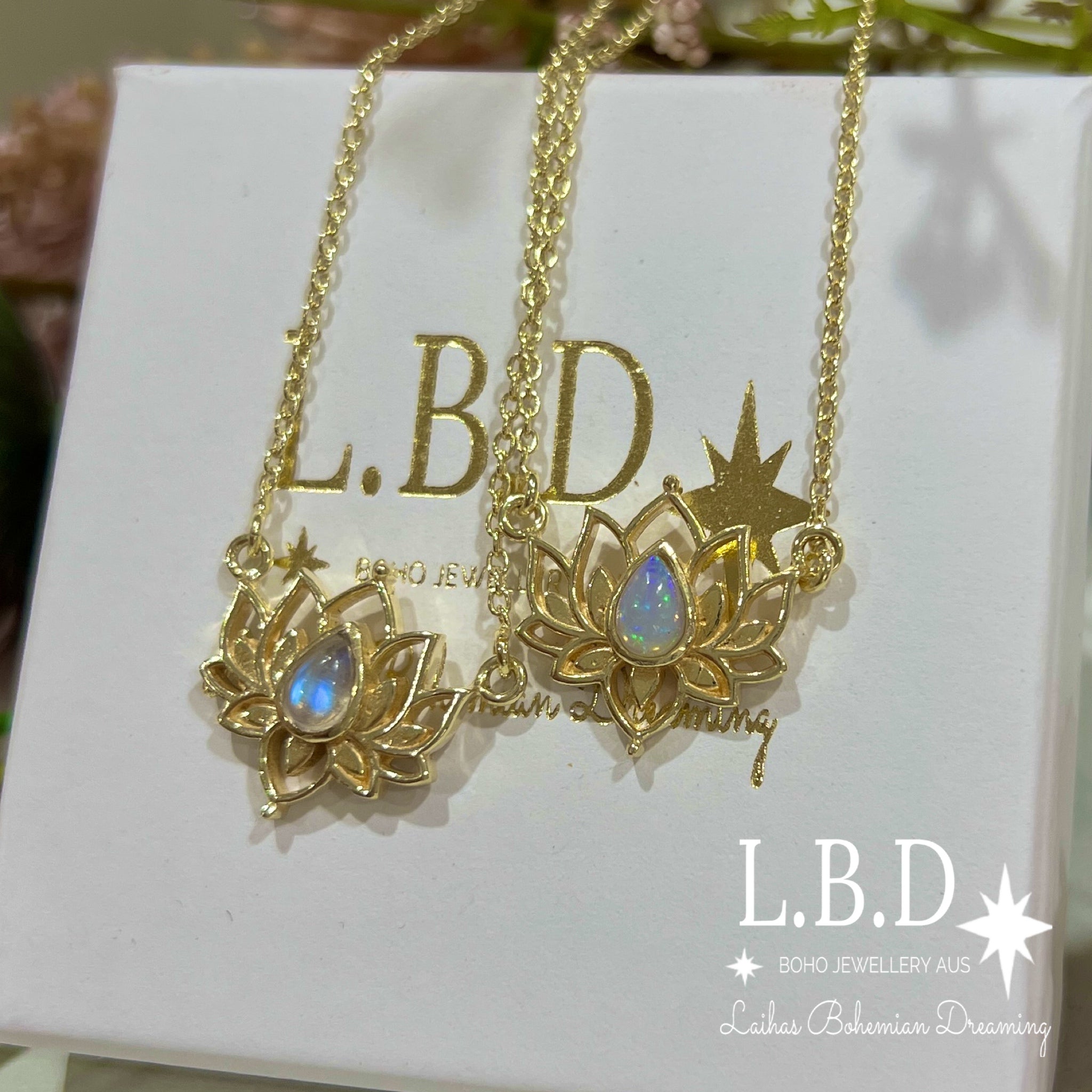Lotus Flower Choker Necklace with Moonstone - 14K Gold Plated Boho Jewelry for Women - Perfect for Weddings, Date Nights & Spiritual Healing