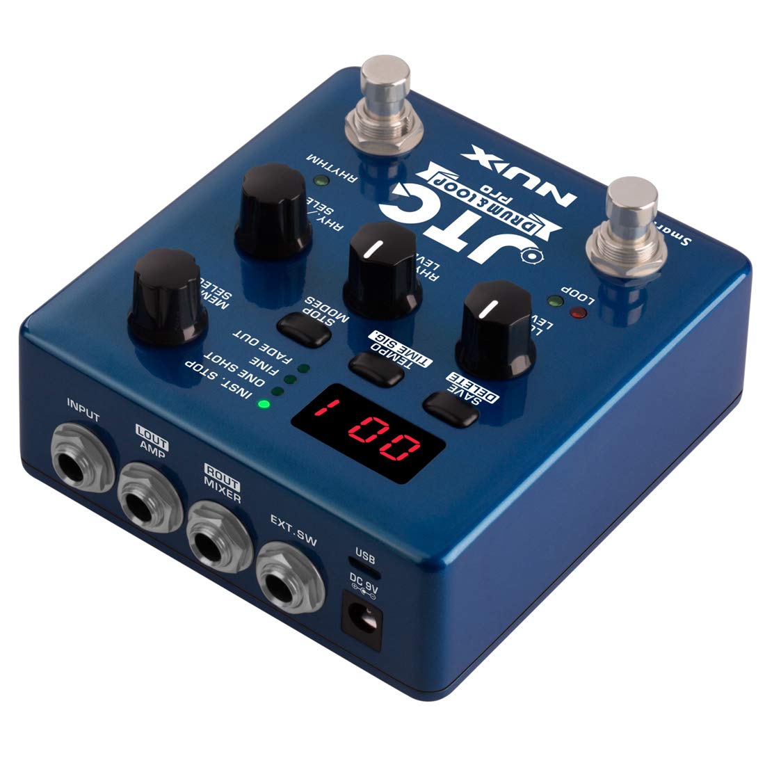 NUX JTC PRO Drum Loop PRO Dual Switch Looper Pedal - 6 Hours Recording, 24-bit/44.1kHz Audio Quality - Perfect for Live Performances, Studio Recording & Guitar Effects