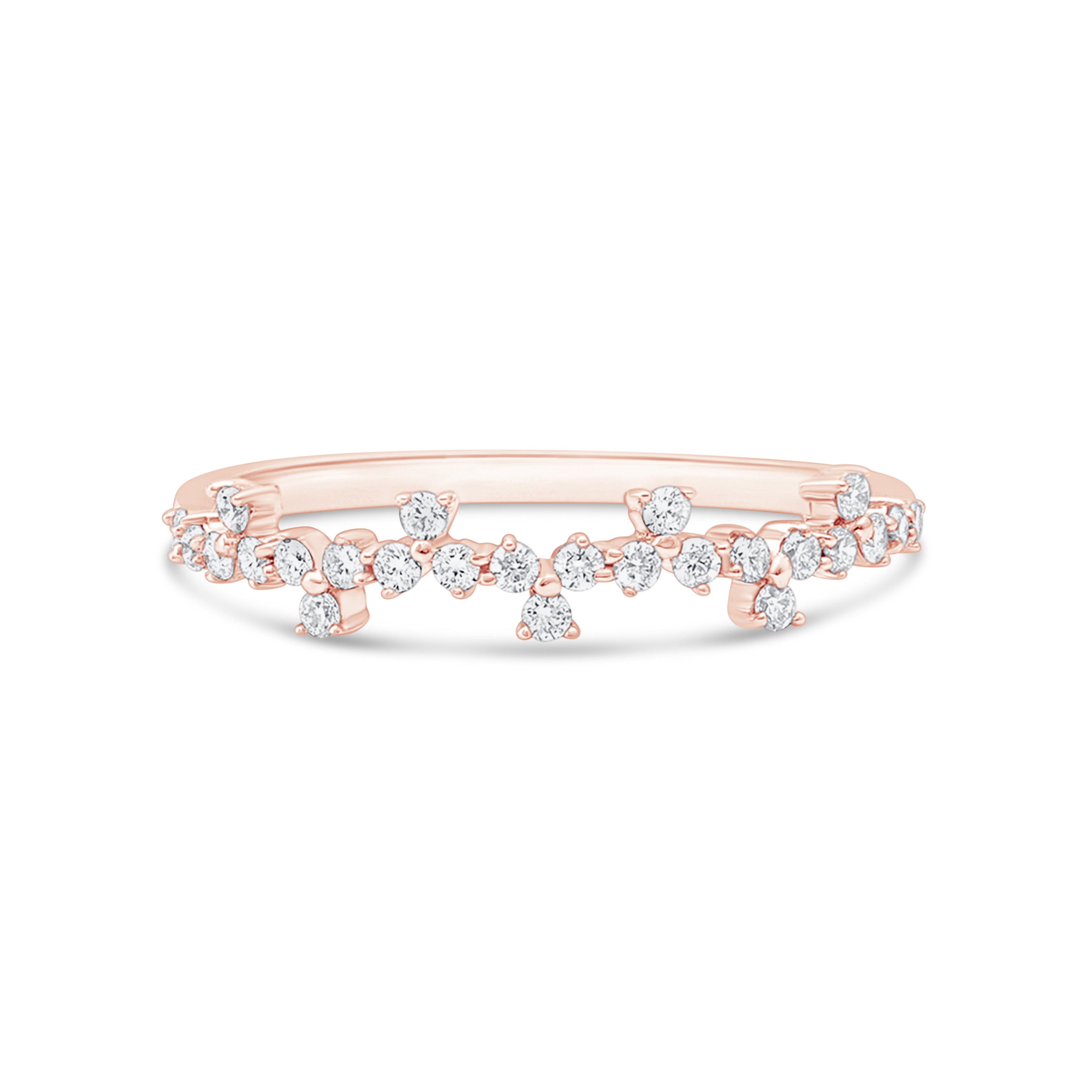 14K Rose Gold Three Flower Diamond Ring for Women - Elegant Engagement, Wedding, Anniversary Gift for Her