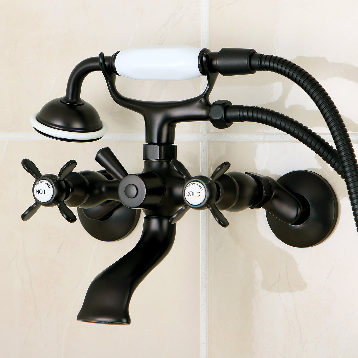 Kingston Brass KS285ORB Essex Clawfoot Tub Faucet - 7 Inch Spout Reach, Oil Rubbed Bronze Finish - Vintage Style Bathroom Fixture for Clawfoot & Freestanding Tubs