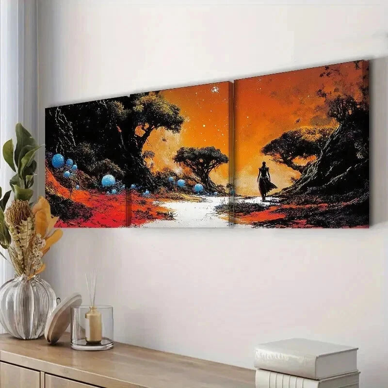 3-Piece Strange Planet Wall Art Set - Framed Canvas Prints 50x70cm | High Quality Australian Made | Ready to Hang | Perfect for Living Room, Bedroom & Office Decor