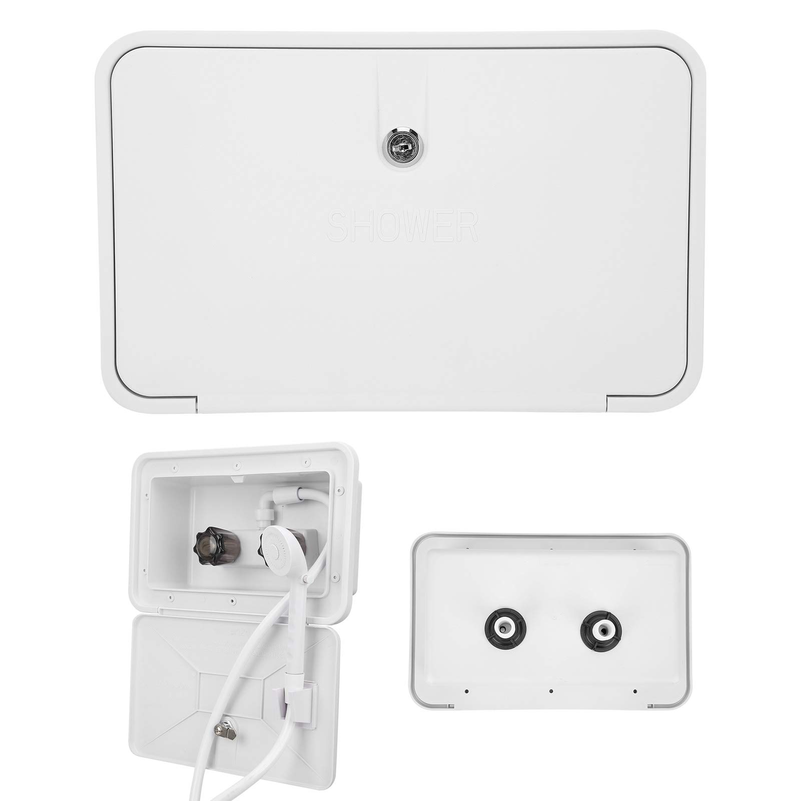 Outdoor Shower Box with Lock - Portable Exterior Washing Kit for Boats, RVs & Camping | Perfect for Beach Trips, Road Adventures & Outdoor Activities