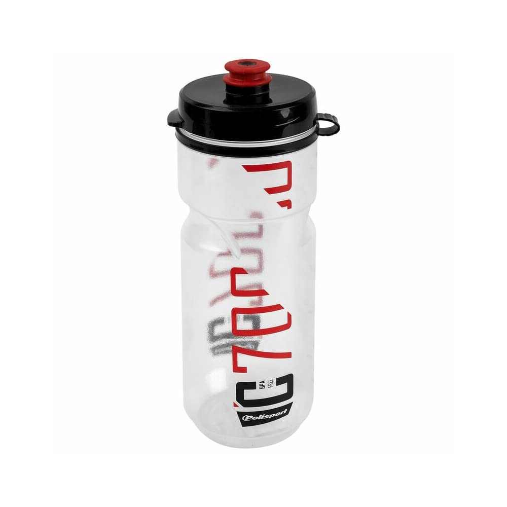 Polisport 5240012 C700 Bike Water Bottle - Clear, Black, Red - BPA Free Cycling Bottle for Road & Mountain Bikes - Perfect for Sports, Gym & Outdoor Activities