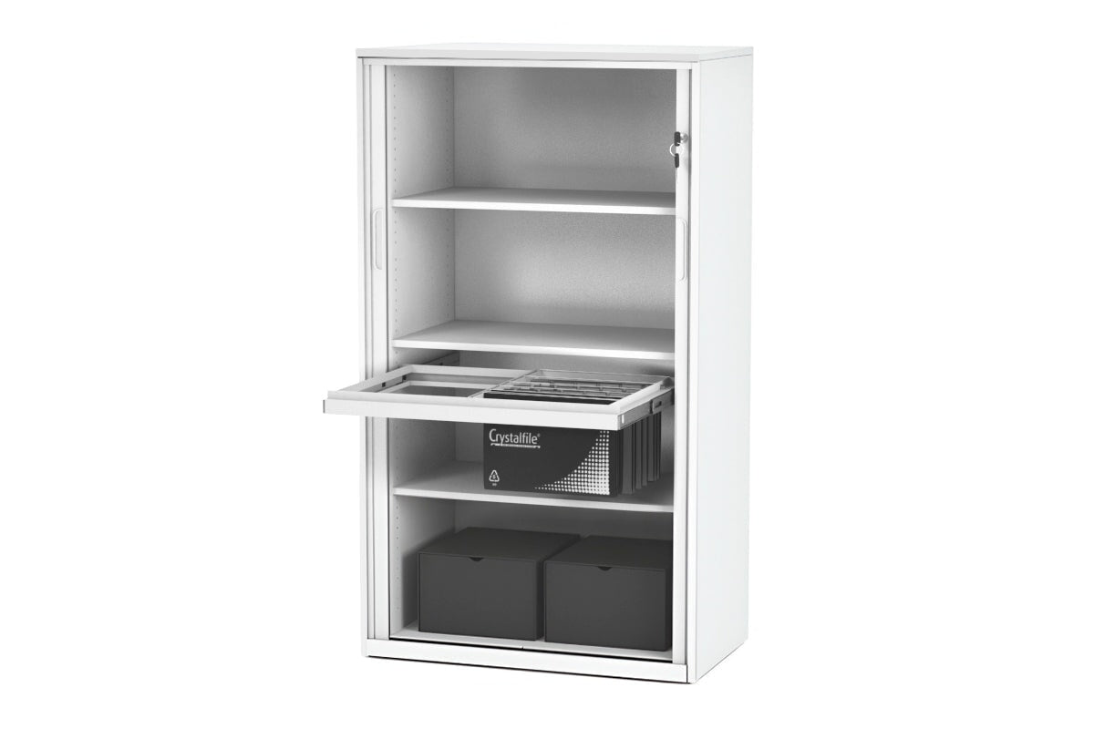 Tambour Sliding Door Storage Cabinet - Metal Closet Organizer [1325H x 900W] - Perfect for Bedroom, Office, or Garage Storage Solutions