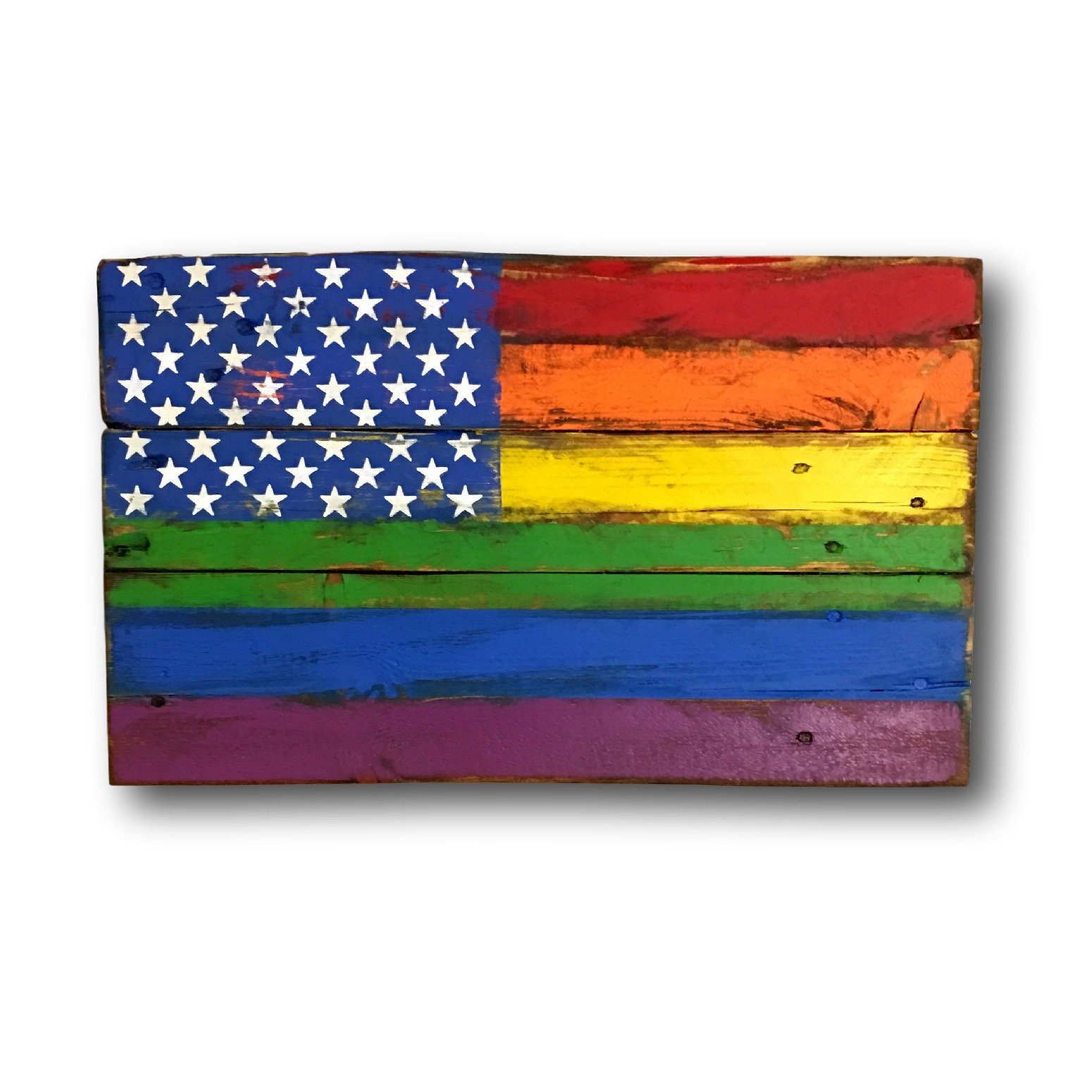 LGBTQ+ Pride Flag - Wooden Rainbow Flag for Wall Decor, Garden & Outdoor Display - Perfect for Pride Month, Parades, and LGBTQ+ Events