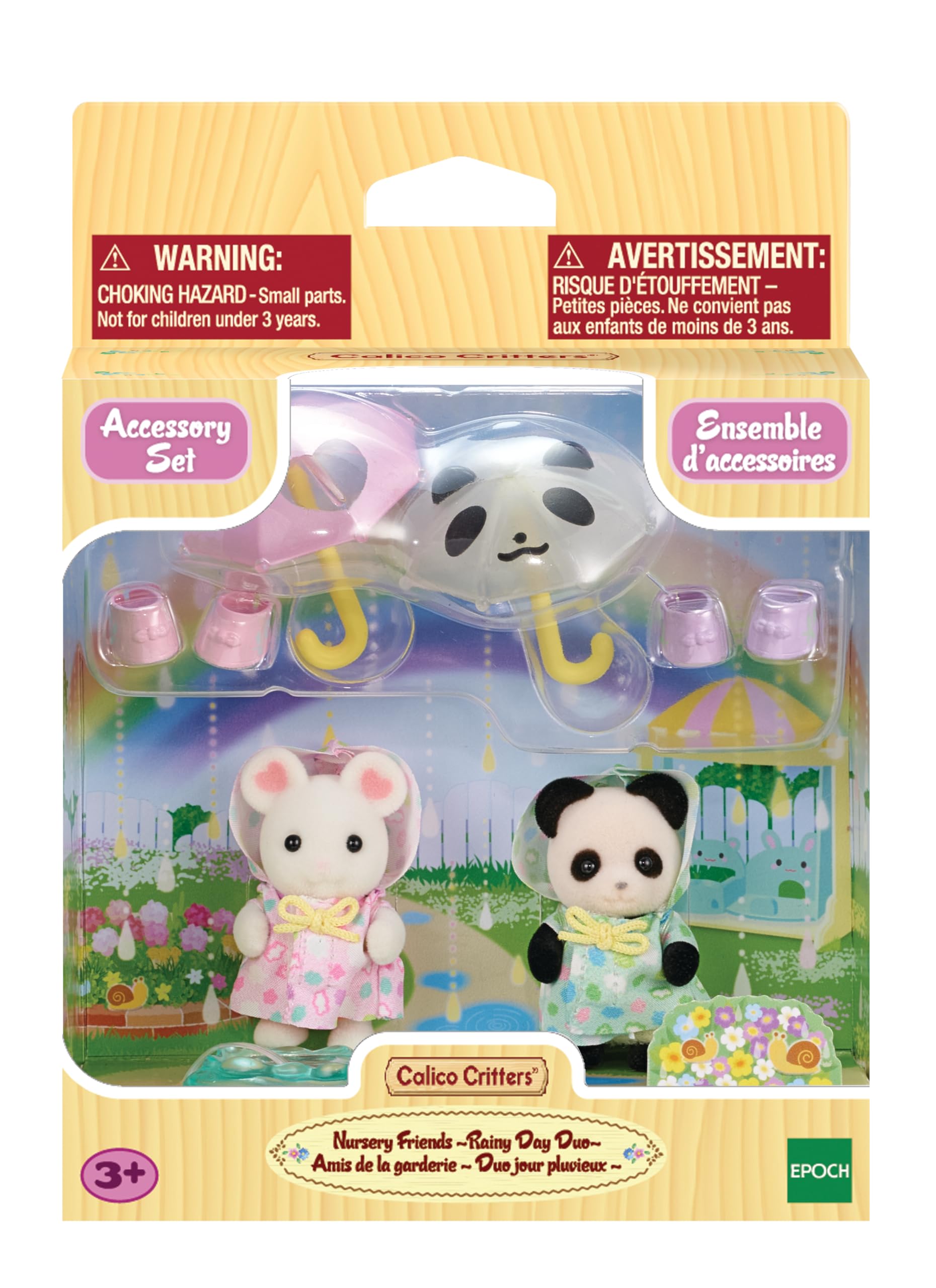 Calico Critters Nursery Friends - Rainy Day Duo | Adorable Animal Figurine Playset for Kids | Perfect for Pretend Play, Storytelling & Collecting