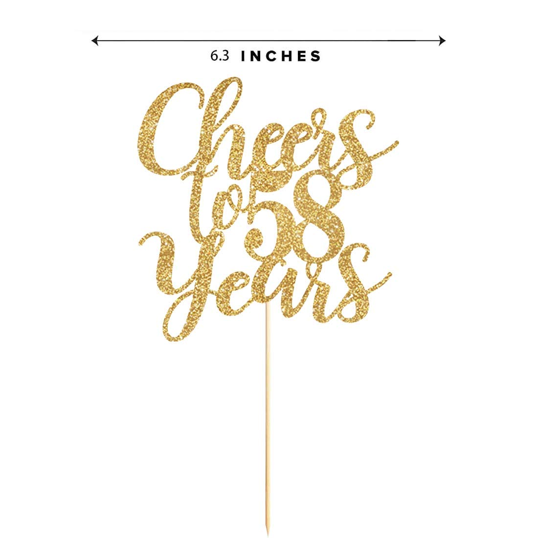 Gold Glitter Cheers to 58 Years Cake Topper - Happy 58th Birthday Party Decorations & Supplies - Perfect for Anniversary Cakes, Retirement Celebrations & Milestone Birthday Parties